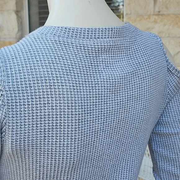 SOL LOS ANGELES, Gray Cold Shoulder Waffle Knit Cotton Blend Dress XXS - Picture 6 of 8